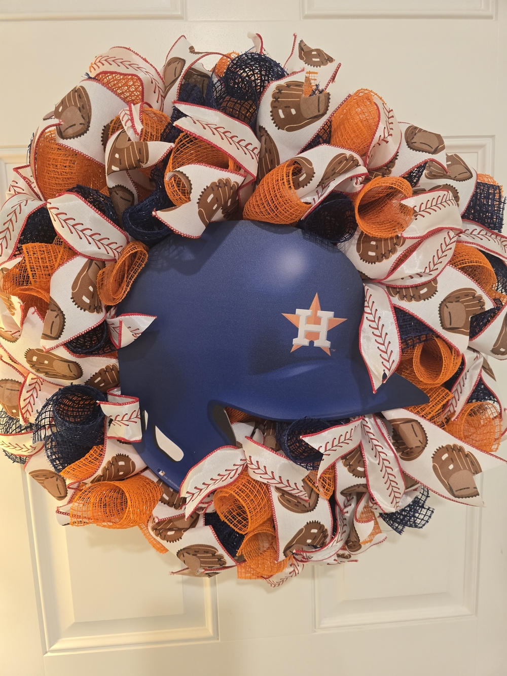 Houston Astros Helmet Baseball Wreath - Navy & Orange